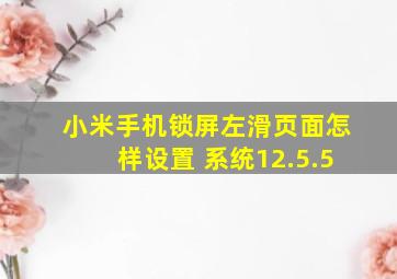 小米手机锁屏左滑页面怎样设置 系统12.5.5